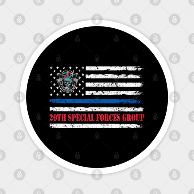 20th Special Forces Group Skull American Flag VeteranDe Oppresso Liber SFG - Gift for Veterans Day 4th of July or Patriotic Memorial Day Magnet by Oscar N Sims